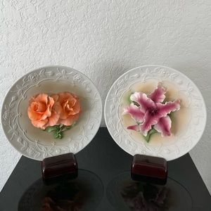 THIS ITEM IS SOLD!!!Not available Capodimonte Porcelain 8” Flower Plates